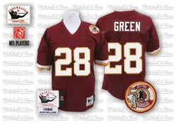 Washington Commanders Men's Authentic Red 50TH Patch Throwback Jersey (28 Darrell Green)