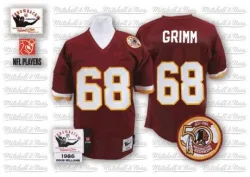 Washington Commanders Men's Authentic Red Burgundy Team Color With 50TH Patch Patch Throwback Jersey (68 Russ Grimm)