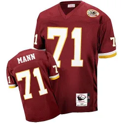 Washington Commanders Men's Authentic Red Burgundy With 50TH Patch Throwback Jersey (71 Charles Mann)