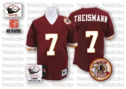Washington Commanders Men's Authentic Red With 50TH Patch Throwback Jersey (7 Joe Theismann)