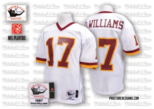 Washington Commanders Men's Authentic White With 50TH Anniversary Patch Throwback Jersey (17 Doug Williams)