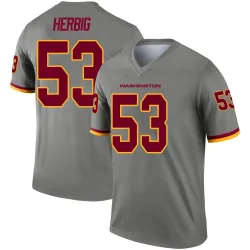 Washington Commanders Men's Legend Gray Inverted Jersey (53 Nate Herbig)