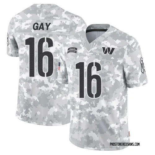 Washington Commanders Men's Limited Arctic Camo 2024 Salute to Service Jersey (16 Matt Gay)
