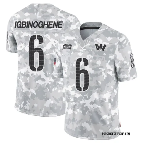 Washington Commanders Men's Limited Arctic Camo 2024 Salute to Service Jersey (6 Noah Igbinoghene)
