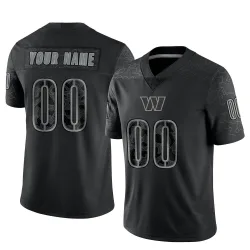 Washington Commanders Men's Limited Black Reflective Jersey (00 Custom)