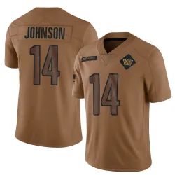 Washington Commanders Men's Limited Brown 2023 Salute To Service Jersey (14 Josh Johnson)