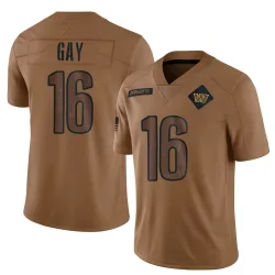 Washington Commanders Men's Limited Brown 2023 Salute To Service Jersey (16 Matt Gay)