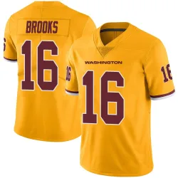 Washington Commanders Men's Limited Gold Color Rush Jersey (16 Ja'Corey Brooks)