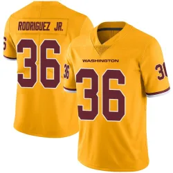 Washington Commanders Men's Limited Gold Color Rush Jersey (36 Chris Rodriguez Jr.)