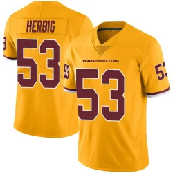 Washington Commanders Men's Limited Gold Color Rush Jersey (53 Nate Herbig)