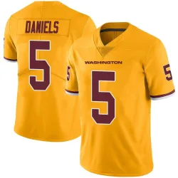 Washington Commanders Men's Limited Gold Color Rush Jersey (5 Jayden Daniels)