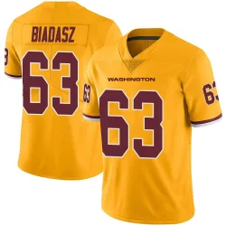 Washington Commanders Men's Limited Gold Color Rush Jersey (63 Tyler Biadasz)
