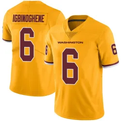 Washington Commanders Men's Limited Gold Color Rush Jersey (6 Noah Igbinoghene)