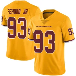 Washington Commanders Men's Limited Gold Color Rush Jersey (93 Viliami Fehoko Jr.)