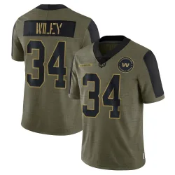 Washington Commanders Men's Limited Olive 2021 Salute To Service Jersey (34 Michael Wiley)