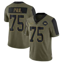Washington Commanders Men's Limited Olive 2021 Salute To Service Jersey (75 Chris Paul)