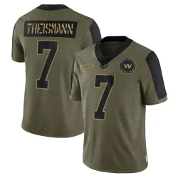 Washington Commanders Men's Limited Olive 2021 Salute To Service Jersey (7 Joe Theismann)