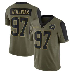 Washington Commanders Men's Limited Olive 2021 Salute To Service Jersey (97 Eddie Goldman)