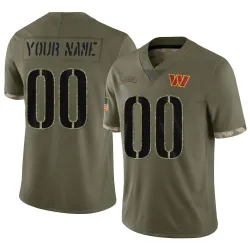 Washington Commanders Men's Limited Olive 2022 Salute To Service Jersey (00 Custom)