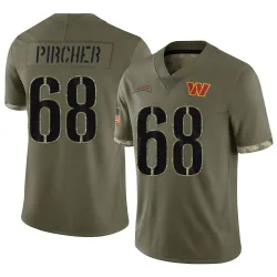 Washington Commanders Men's Limited Olive 2022 Salute To Service Jersey (68 Max Pircher)