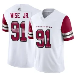 Washington Commanders Men's Limited White Vapor F.U.S.E. Jersey (91 Deatrich Wise Jr.)