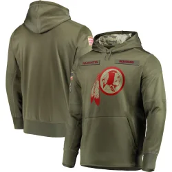 Washington Commanders Men's Olive 2018 Salute to Service Sideline Therma Performance Pullover Hoodie