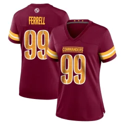 Washington Commanders Women's Game Burgundy Jersey (99 Clelin Ferrell)
