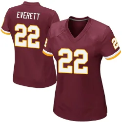 Washington Commanders Women's Game Burgundy Team Color Jersey (22 Deshazor Everett)
