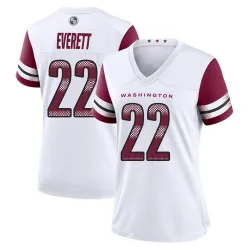 Washington Commanders Women's Game White Jersey (22 Deshazor Everett)