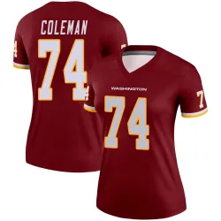 Washington Commanders Women's Legend Burgundy Jersey (74 Brandon Coleman)