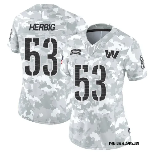 Washington Commanders Women's Limited Arctic Camo 2024 Salute to Service Jersey (53 Nate Herbig)