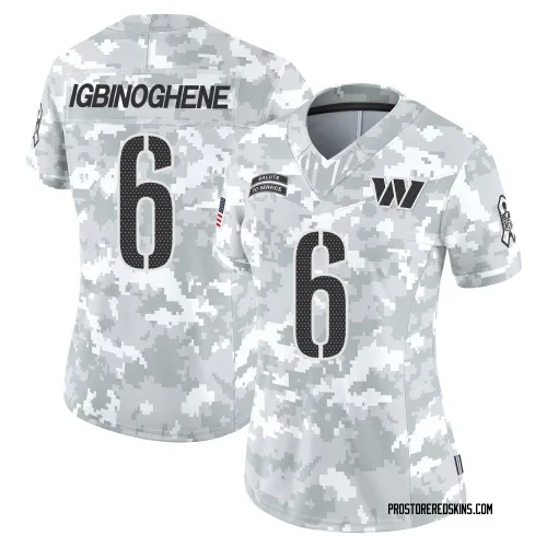Washington Commanders Women's Limited Arctic Camo 2024 Salute to Service Jersey (6 Noah Igbinoghene)