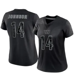 Washington Commanders Women's Limited Black Reflective Jersey (14 Josh Johnson)