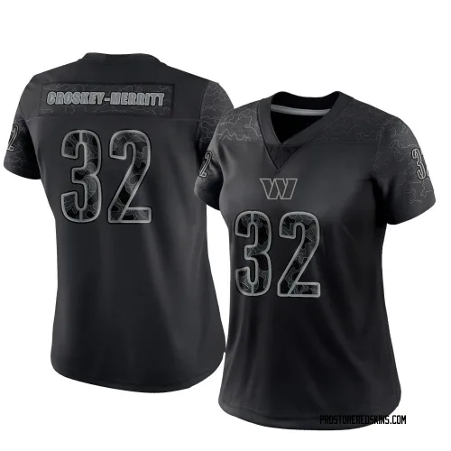 Washington Commanders Women's Limited Black Reflective Jersey (32 Jacory Croskey-Merritt)