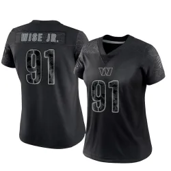 Washington Commanders Women's Limited Black Reflective Jersey (91 Deatrich Wise Jr.)