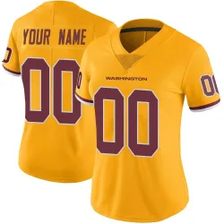 Washington Commanders Women's Limited Gold Color Rush Jersey (00 Custom)