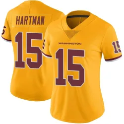 Washington Commanders Women's Limited Gold Color Rush Jersey (15 Sam Hartman)