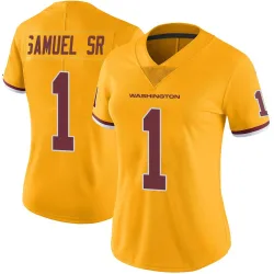 Washington Commanders Women's Limited Gold Color Rush Jersey (1 Deebo Samuel Sr.)