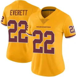 Washington Commanders Women's Limited Gold Color Rush Jersey (22 Deshazor Everett)