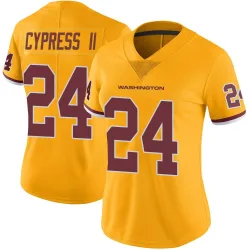 Washington Commanders Women's Limited Gold Color Rush Jersey (24 Fentrell Cypress II)