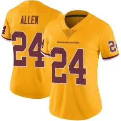 Washington Commanders Women's Limited Gold Color Rush Jersey (24 Kazmeir Allen)