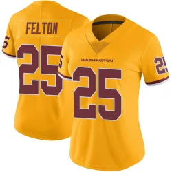 Washington Commanders Women's Limited Gold Color Rush Jersey (25 Demetric Felton)