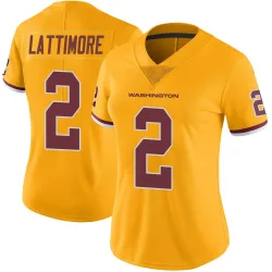 Washington Commanders Women's Limited Gold Color Rush Jersey (2 Marshon Lattimore)