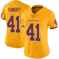 Washington Commanders Women's Limited Gold Color Rush Jersey (41 Colson Yankoff)