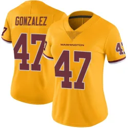 Washington Commanders Women's Limited Gold Color Rush Jersey (47 Zane Gonzalez)