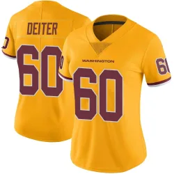 Washington Commanders Women's Limited Gold Color Rush Jersey (60 Michael Deiter)