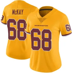 Washington Commanders Women's Limited Gold Color Rush Jersey (68 Timothy McKay)