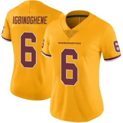 Washington Commanders Women's Limited Gold Color Rush Jersey (6 Noah Igbinoghene)