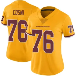 Washington Commanders Women's Limited Gold Color Rush Jersey (76 Sam Cosmi)