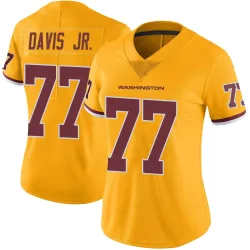 Washington Commanders Women's Limited Gold Color Rush Jersey (77 Carl Davis Jr.)